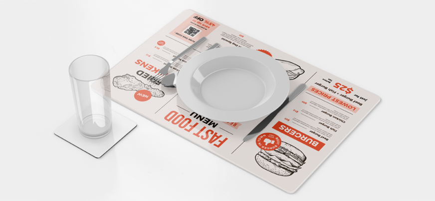 Manteles individuales carta personalizados con logotipo para restaurantes